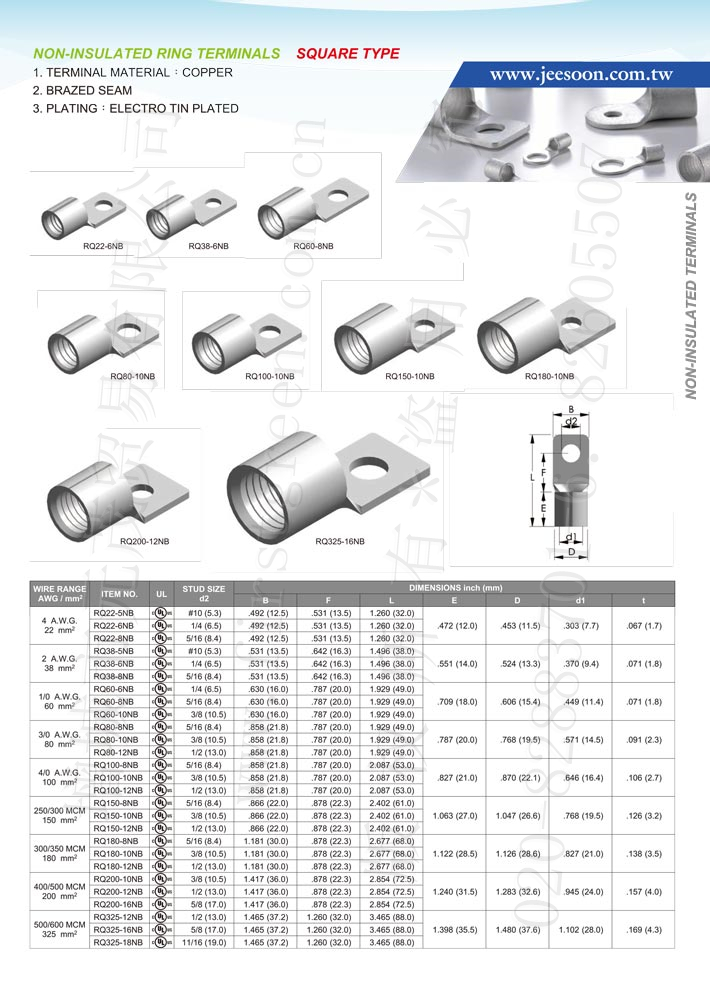 未絕緣方型端子
